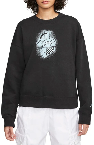 Shop Jordan Brooklyn Fleece Crewneck Graphic Sweatshirt In Black