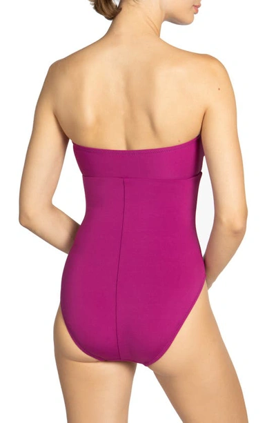 Shop Robin Piccone Ava Strapless Bandeau One-piece Swimsuit In Acai