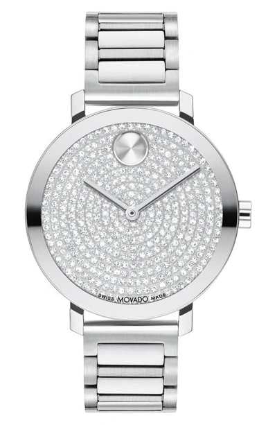 Shop Movado Bold Evolution 2.0 Crystal Bracelet Watch, 34mm In Silver