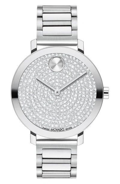 Movado Women's Bold Evolution 2.0 Swiss Quartz Silver-tone Stainless Steel Watch 34mm In Silver