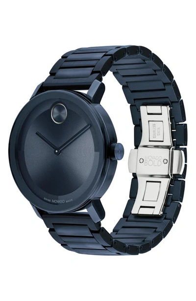 Movado Men's Bold Evolution 2.0 Swiss Quartz Ionic Plated Blue Steel Watch 40mm In Blue