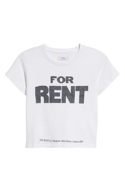 Shop Erl For Rent Distressed Cotton Graphic Baby Tee In White