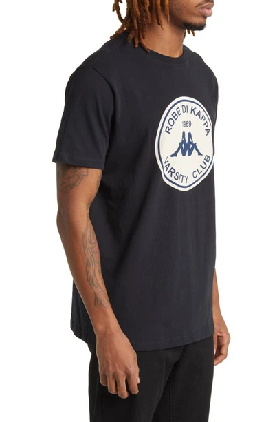 Shop Kappa Giovani Varsity Club Cotton Graphic T-shirt In Jet Black