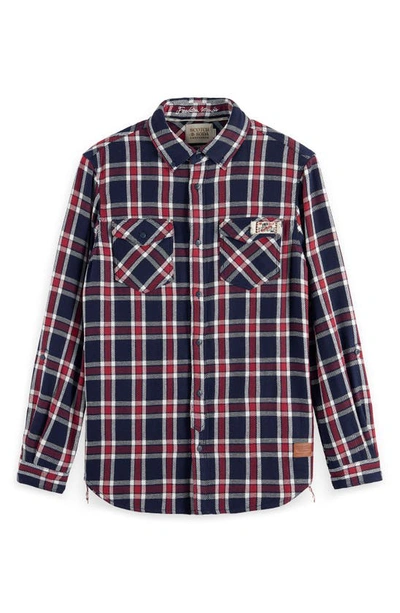 Shop Scotch & Soda Check Double Face Twill Button-down Shirt In 6788-red Blue Check