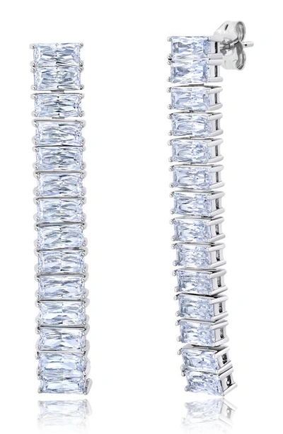 Shop Crislu Cubic Zirconia Linear Drop Earrings In Silver
