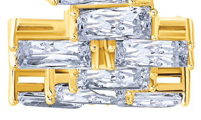 Shop Crislu Baguette Cut Cubic Zirconia Huggie Hoop Earrings In Gold