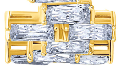 Crislu Baguette Cut Cubic Zirconia Huggie Hoop Earrings In Gold
