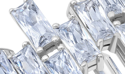 Crislu Staggered Baguette Cut Band Ring In Silver