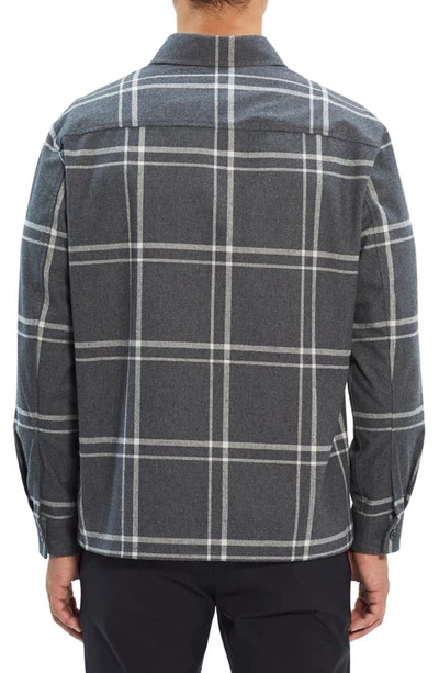 Shop Theory Clyfford Waren Windowpane Shirt Jacket In Medium Grey Melange - Bv6