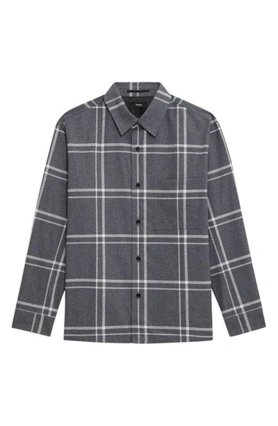 Shop Theory Clyfford Waren Windowpane Shirt Jacket In Medium Grey Melange - Bv6