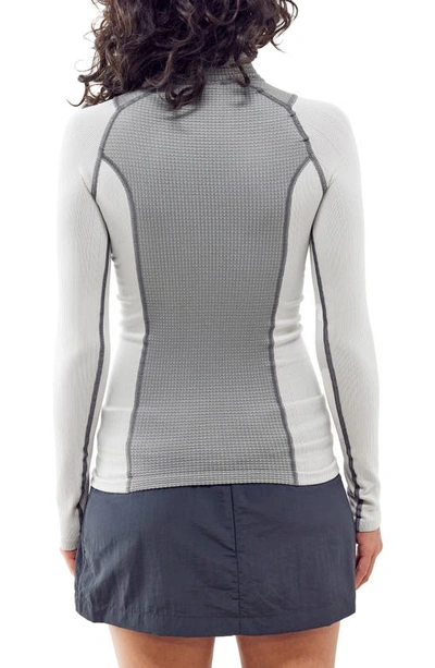Shop Iets Frans Shelly Thermal Knit Quarter-zip Top In Grey Marl
