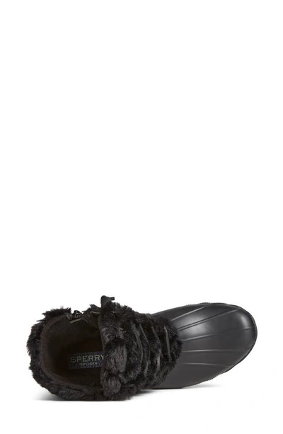 Shop Sperry Saltwater Quilted Faux Fur Boot In Black