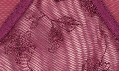 Hunkemoller Sia Embroidered Mesh Brazilian Panties In Magenta Purple
