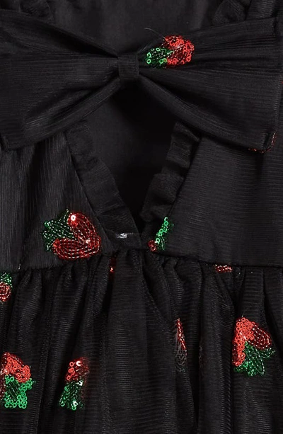 Shop Lola & The Boys Kids' Sequin Strawberry Fit & Flare Dress In Black