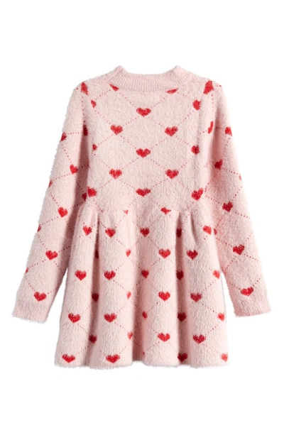 Shop Lola & The Boys Kids' Sweetheart Long Sleeve Sweater Dress In Pink