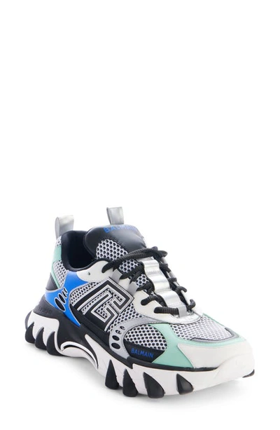 Shop Balmain B-east Sneaker In Ece Black/ Blue/ Silver