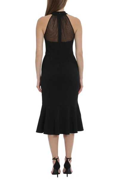 Shop Maggy London Illusion Mesh Detail High-low Cocktail Dress In Black