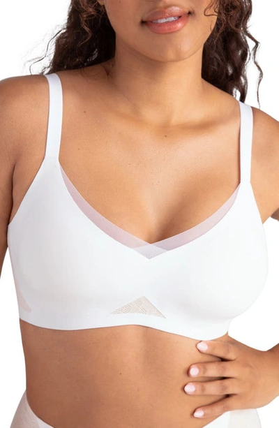 Shop Honeylove Lace Inset Crossover Wireless Bra In Astral