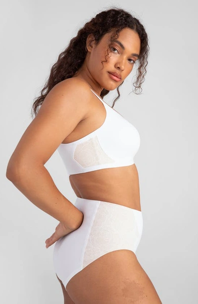Honeylove Lace Inset Crossover Wireless Bra In Astral