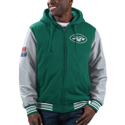 Shop G-iii Sports By Carl Banks Green/gray New York Jets Player Option Full-zip Hoodie