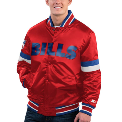 Starter Red Buffalo Bills Gridiron Classics Home Game Satin Full-snap Varsity Jacket In Red
