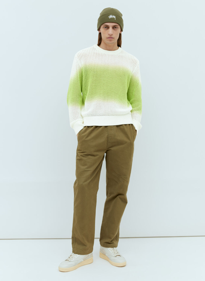 Shop Stussy Pigment Dyed Loose Gauge Sweater In Green