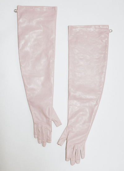 Shop Rick Owens Long Leather Gloves In Pink