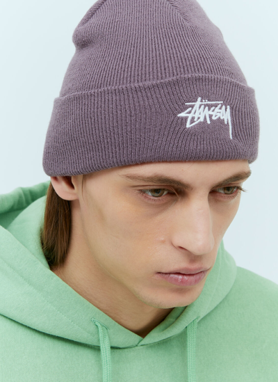 Shop Stussy Stock Cuff Beanie Hat In Purple