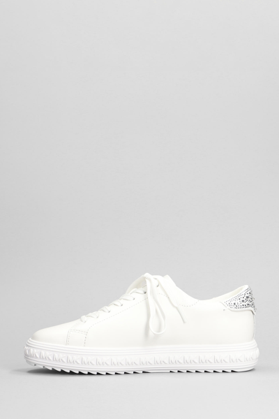 Shop Michael Kors Grove Lake Up Sneakers In White Leather And Fabric