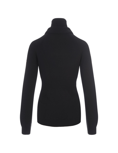 Shop Moncler Black Turtleneck Sweater In Wool And Fleece