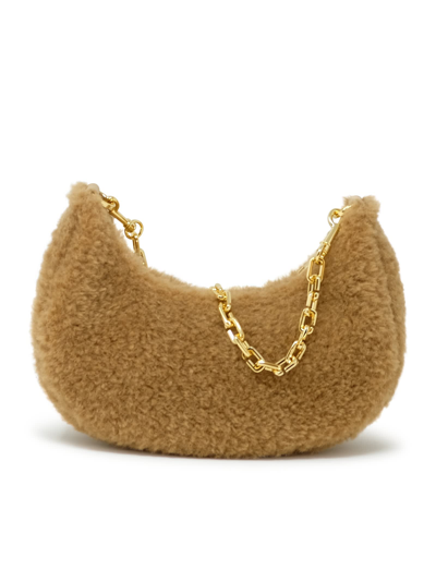 Shop Marc Jacobs Synthetic Fur The Curve Bag In Camel