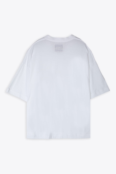 Shop Studio Nicholson Jersey - Branded Easy Fit Ss T-shirt White Relaxed Fit T-shirt - Piu In Bianco