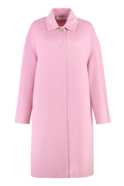 Shop Philosophy Di Lorenzo Serafini Single-breasted Wool Coat In Pink