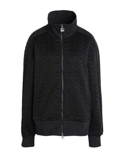 Puma Luxe Sport T7 Track Jacket Woman Sweatshirt Black Size Xl Polyester, Cotton In Black