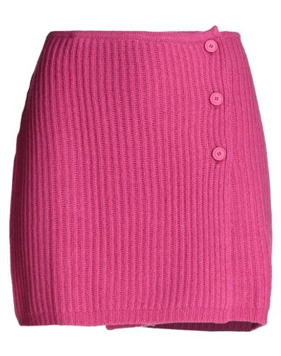 Shop Max & Co . Woman Mini Skirt Fuchsia Size L Wool, Polyamide In Purple