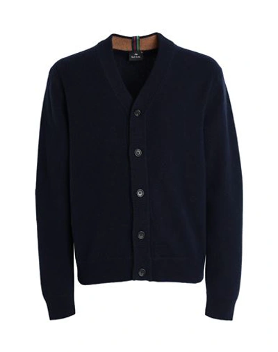 Shop Ps By Paul Smith Ps Paul Smith Man Cardigan Midnight Blue Size L Merino Wool