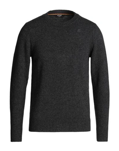 Shop K-way Man Sweater Lead Size Xl Wool, Polyamide In Grey