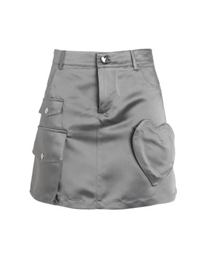 Marco Rambaldi Woman Mini Skirt Grey Size L Cotton, Acrylic, Polyamide In Grey