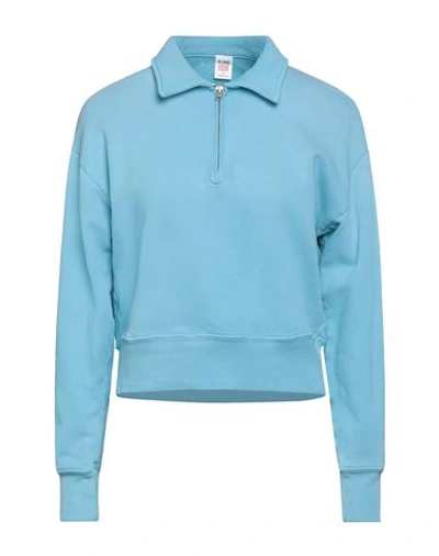 Shop Re/done By Hanes Woman Sweatshirt Sky Blue Size S Cotton
