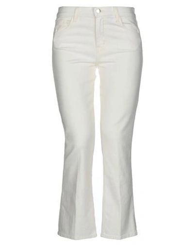 Shop J Brand Woman Pants Ivory Size 25 Cotton, Polyester, Metallic Polyester, Elastane In White