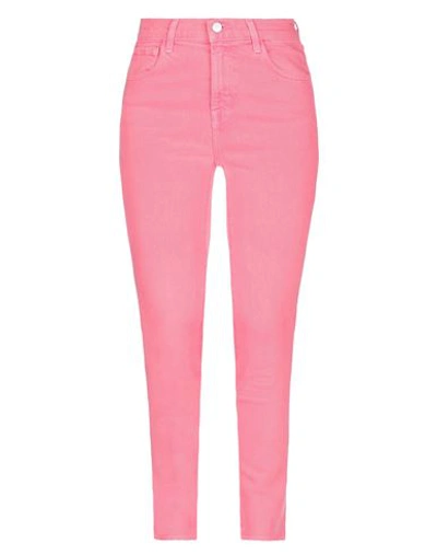 Shop J Brand Woman Jeans Fuchsia Size 24 Cotton, Elastane In Pink