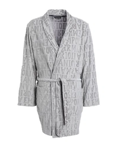 Shop Emporio Armani Man Dressing Gown Or Bathrobe Grey Size S/m Cotton, Polyester