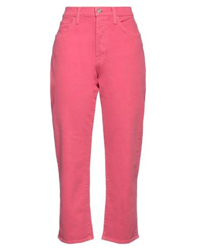 Shop Mother Woman Denim Pants Fuchsia Size 27 Cotton, Elastane In Pink
