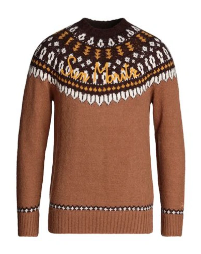 Shop Mc2 Saint Barth Heron Nordic Soft Man Sweater Brown Size L Acrylic, Polyamide, Alpaca Wool