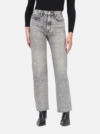 Shop Frame Le Jane Crop Studded High Rise Jeans Subculture Denim In Gray