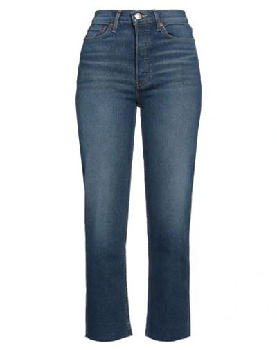 Re/done Woman Jeans Blue Size 30 Cotton, Lyocell, Lycra In Blue