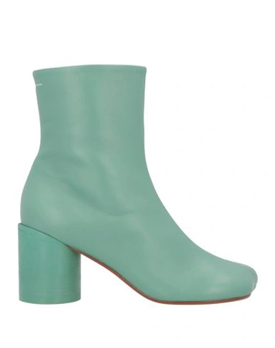 Shop Mm6 Maison Margiela Woman Ankle Boots Sage Green Size 8 Soft Leather