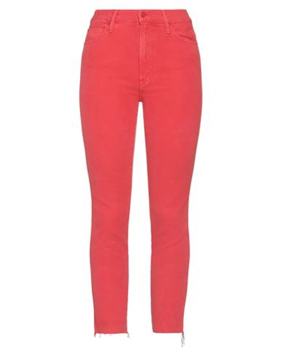 Mother Woman Jeans Red Size 29 Cotton, Lyocell, Elastane In Red