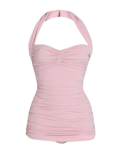 Shop Norma Kamali Woman One-piece Swimsuit Pink Size Xs Polyester, Nylon, Elastane