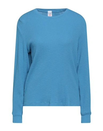 Re/done Woman Sweater Azure Size S Cotton In Blue